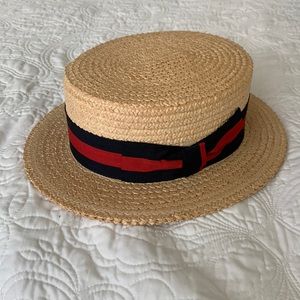 Ponte Rialto, Venice, vintage Boater Straw hat. Hand made in Italy. Size 7-3/8